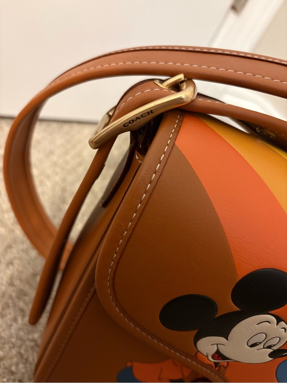 Coach Brown Leather Tote with Gold-Tone Zipper - Picture 7 of 9